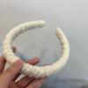 Faixa de Cabeça de Pelúcia Cor de Café Outono e Inverno para Mulheres 2026 Novo Estilo Coroa Alta Melard Acessório de Cabelo de Aba Larga Faixa de Cabeça Fofa