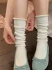 Calcetines Juveniles JK Lindos con Lazo Apilados para Primavera y Verano, Calcetines Largos de Moda y Versátiles, Ligeros, Transpirables, Elásticos, Cómodos Calcetines para Pantorrilla para Mujer