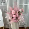 Decoración de Ceremonia de Área de Entrega con Decoración de Columna Romana, Adornos de Área de Entrega, Flores Artificiales, Bolas de Flores, Decoración de Escena de Columna de Flores