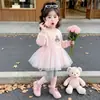 Conjunto de Malla para Niña Estilo Coreano Primavera y Otoño 2026 Nuevo Moda Infantil Chic Conjunto de Dos Piezas para Niña Pequeña