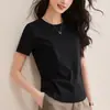 Top Básico de Color Sólido con Cuello Redondo para Mujer, Estilo Casual Diario, Manga Corta, Nuevo Estilo Primavera/Verano 2026, Talla Pequeña