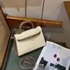 Bolso mini nuevo de cuero genuino de alta gama, color blocking de lujo ligero, bolsa Kelly de segunda generación, bolso de mano de moda para mujer, bolso de hombro y cruzado color blocking