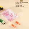 Caixa retangular descartável impressa para sushi e sashimi de salmão, embalagem estilo japonês para venda em bancas, com tampa, adequada para passeios de primavera e como caixa de almoço