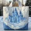 2026 Nuevo Bolso Tote Acolchado Bordado de Moda Navideño Estampado Digital Transfronterizo Bolso de Algodón Casual para el Trabajo