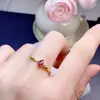 Anillo de Turmalina Natural Puro Plata de Ley S925 Incrustado Cristal Piedra Principal Limpia 4*5mm Suministro Directo de Fábrica