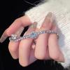Pulsera elegante de estilo coreano, pulsera simple de lujo ligero que combina con todo, ajustable mediante cordón, circonita cuadrada, pulsera de alta calidad con incrustaciones de diamantes