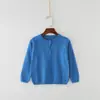 Destaque Novo Estilo Ins Suéter de Primavera e Outono Cor Doce Cardigã Cor Pura Pequeno Cardigã Roupa Externa Infantil Suéter de Algodão
