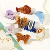 Presilha de Cabelo Fofa Desenho Animado Animal Série Oceano Pequena Imitação Acetato Concha Golfinho Estrela do Mar Franja Lateral Filhote