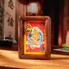 Ornamento Amarelo do Deus da Riqueza Atrai-Fortuna, Artesanato em Madeira Thangka, Lembrança do Deus da Riqueza de Xizang, Presente para Inauguração de Casa e Cerimônia de Abertura