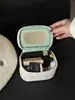 Bolsa de Maquillaje Nueva de Gran Capacidad Flor con Espejo Bordado de Poliéster Almacenamiento de Viaje Neceser Bolsa de Maquillaje Compartimentada