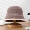 Sombrero de Pescador para Mujer, Gorro de Lana Tejido para Otoño e Invierno, Versátil Sombrero de Cubo de Lana Versión Coreana, Circunferencia de Cabeza Grande, Pequeño Sombrero de Cubo para Adelgazar la Cara
