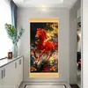 Pintura Decorativa de Pergamino de la Suerte Año del Caballo 2026 al por Mayor para Sala de Estar Entrada Sofá con Peces Koi y Símbolos de Éxito del Caballo