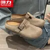 Sandálias Femininas Warrior Birkenstock Style 2026 Novo Verão Sola Macia Slip-On Sola Grossa Meio-Mula Bico Fechado Zm