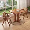 Juego de Mesa y Sillas de Madera Maciza para Balcón, Silla de Ratán, Mesa de Café de Ocio, Mesa Cuadrada, Juego de Tres Piezas, Mesa y Sillas Sencillas Nórdicas para Jardín