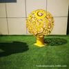 Escultura de bola luminosa hueca de metal de acero inoxidable para exteriores, cuadrada, para jardín comunitario, hotel, decoración de paisajes de belleza