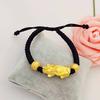 Pulsera de cuerda roja sólida y valiente chapada en oro de latón, joyería chapada en imitación de oro, pulsera tejida a mano para enamorados, venta al por mayor