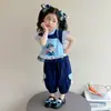 Conjunto de Verão para Meninas 2026 Novo Estilo Roupa de Policial Coelho Roupa de Verão Infantil Conjunto Fofo de Duas Peças com Manga Curta para Bebês Meninas