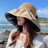 Chapéu coco preto vazio feminino verão novo proteção uv chapéu de sol aba larga chapéu de pescador chapéu de proteção solar uv
