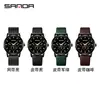 Reloj Sanda para Hombre Digital de Cuarzo Moda Tres Ojos Seis Manecillas Calendario Simple Correa de Malla Reloj para Hombre