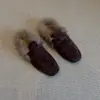 Primer Encuentro Temporada Retro Puntera Cuadrada Tacón Grueso Pantuflas de Piel Sintética Otoño/Invierno Nuevos Mocasines de Punta Cerrada para Mujer