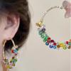 Pendientes de Aro Coloridos de Perla y Cristal Dopamina de Verano para Mujer, Diseño de Nicho con Pendientes Exagerados Que Hacen que la Cara Parezca Más Pequeña
