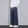 Pantalones casuales de punto de sarga con caída, nueva colección otoño e invierno, cortavientos, cálidos, con felpa, amigables con la piel, suaves, de pierna recta, pantalones crujientes para hombre