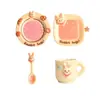 Juguetes de comida en miniatura platos de cena mini de resina tazas de té cucharas juego de vajilla de conejo de dibujos animados adornos pequeños de escritorio para casa de muñecas