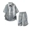 Conjunto de Camiseta Tie-Dye de Manga Corta de Estilo Americano Moderno para Hombre, Conjunto de Dos Piezas de Polo y Shorts Casuales Sueltos de Verano para Pareja