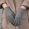 Guantes de Algodón y Cuero Grandes de Invierno para Hombres y Mujeres con Felpa Adicional Espesos Antideslizantes Cálidos para Exterior Montar Guantes Antideslizantes con Pantalla Táctil Venta al por Mayor