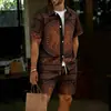 Moda Masculina 2026 Transfronteriza Conjunto a Juego de Top y Pantalones Cortos con Estampado 3D de Manga Corta