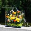 Personalizado transparente grande espelho bagagem flor caixa de presente do dia dos namorados ornamentos que acompanham acrílico caixa de flor portátil