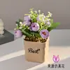 Hortensia Rosa Pequeño Bonsái Flores Artificiales Sala de Estar Estudio Flores Falsas Artificiales Decoración de Escritorio de Oficina Pequeños Adornos en Maceta