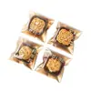 Bolsas y charolas doradas para empaque de pasteles de luna, bolsas autosellables para repostería de 50 g, 75 bolsas autoadhesivas para empaque de galletas para hornear