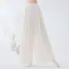 Pantalones de pierna ancha de gasa de doble capa, pantalones de práctica de danza clásica, etéreos, dinámicos, ligeros, vaporosos, transpirables, conjunto de pantalones largos para actuación