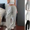 Calça de moletom casual para comércio exterior da Amazon europeia e americana, calça de perna reta moderna, calça esportiva solta de cintura alta com cordão, calça comprida para mulheres