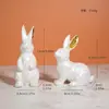 Conjunto de Coelhos de Xilogravura Criativos de Páscoa Transfronteiriço Decoração de Casa Nórdica Jardim Exterior Artesanato em Resina Ornamentos