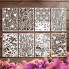 AliExpress internacional novo 8 peças textura flor pintura modelo diário de arte diy pintura oca modelo tema
