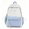 Mochila transfronteriza estilo fresco femenino estudiante universitario femenino estudiante de secundaria preparatoria mochila escolar bloques de color estilo académico gran capacidad doble hombro
