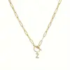 Europa y Estados Unidos caliente 26 diamantes de imitación letra clip cadena hebilla OT collar temperamento simple collar con nombre venta al por mayor