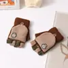 Guantes de dedo medio para niños otoño e invierno niños medio dedo cálidos lindos estudiantes de primaria escritura guantes de punto de doble propósito al por mayor