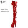 Amazon Botas Largas de 17 cm por Encima de la Rodilla con Hebilla de Cinturón Modelo de Club Nocturno Pole Dance Tacones Altos Botas Altas de Mujer Tacones Ultra Altos