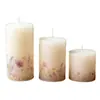 Velas Cilíndricas Estampadas de Lavanda, Castiçais de Casamento, Decoração de Ambiente Romântico para Jantar à Luz de Velas em Casa