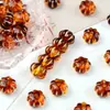 Cuentas de Calabaza Pintadas en Dorado de 12 mm Resina Acrílica Estampado en Caliente Calabaza Plana Cuentas Sueltas Pulsera DIY Hecha a Mano Cadena de Teléfono Móvil Accesorios