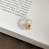 Anillo de Perlas con Garra de Gato de Pan Lindo de Dibujos Animados para Mujer Diseño de Nicho Único Anillo Abierto para el Dedo Dulce Combinable Anillo para el Dedo