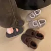 Sapatos Peludos com Sola Grossa e Aumento Interno para Mulheres 2025 Outono e Inverno Novos Sapatos de Algodão Mary Jane Lã Aconchegante