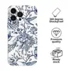 Nova Capa de Celular Azul e Branca Estilo Chinês com Beija-flor e Flores para iPhone 17 Capa com Película Brilhante Capa para Celular Apple 16