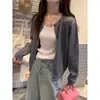 Chaqueta cárdigan fina de punto para mujer, nuevo modelo otoño 2026, top de manga larga color naranja atardecer combinado con una camisola, suéter exterior pequeño