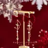 Pendientes de Clip sin Perforar, Pendientes de Meteoro, Pendientes Rojos con Lazo para Otoño e Invierno y Año Nuevo, Pendientes Dulces de Diseño de Nicho