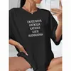 Camiseta de Algodão 100% Puro Estampada com Letras Tamanho Grande de Verão Novo Estilo Europeu, Americano e Coreano Solta Versátil Retrô Manga Curta