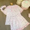 Pijama de Muñeca Linda de Dibujos Animados con Cuello para Mujer, Nuevo Conjunto de Pantalones Cortos de Manga Corta, Ropa de Casa de Estilo Coreano de Verano para Usar como Exterior
